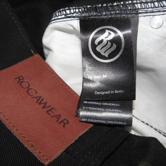 ROCAWEAR Baggy Fit Button Closure Black Jeans Size 34 - Picture 11 of 11